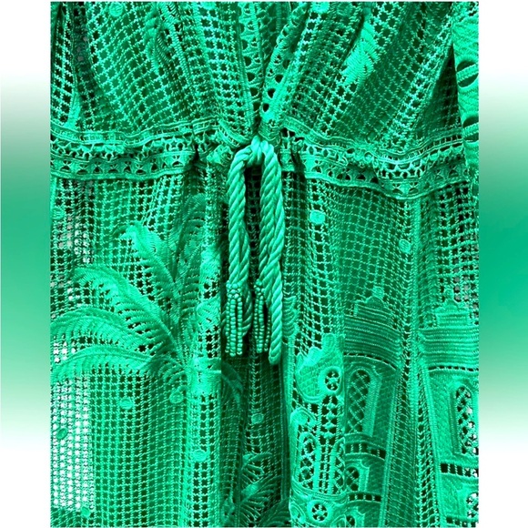 NWT House of Harlow 1960 Dress Morada boa Guipure emerald green Med lace boho - Picture 9 of 11